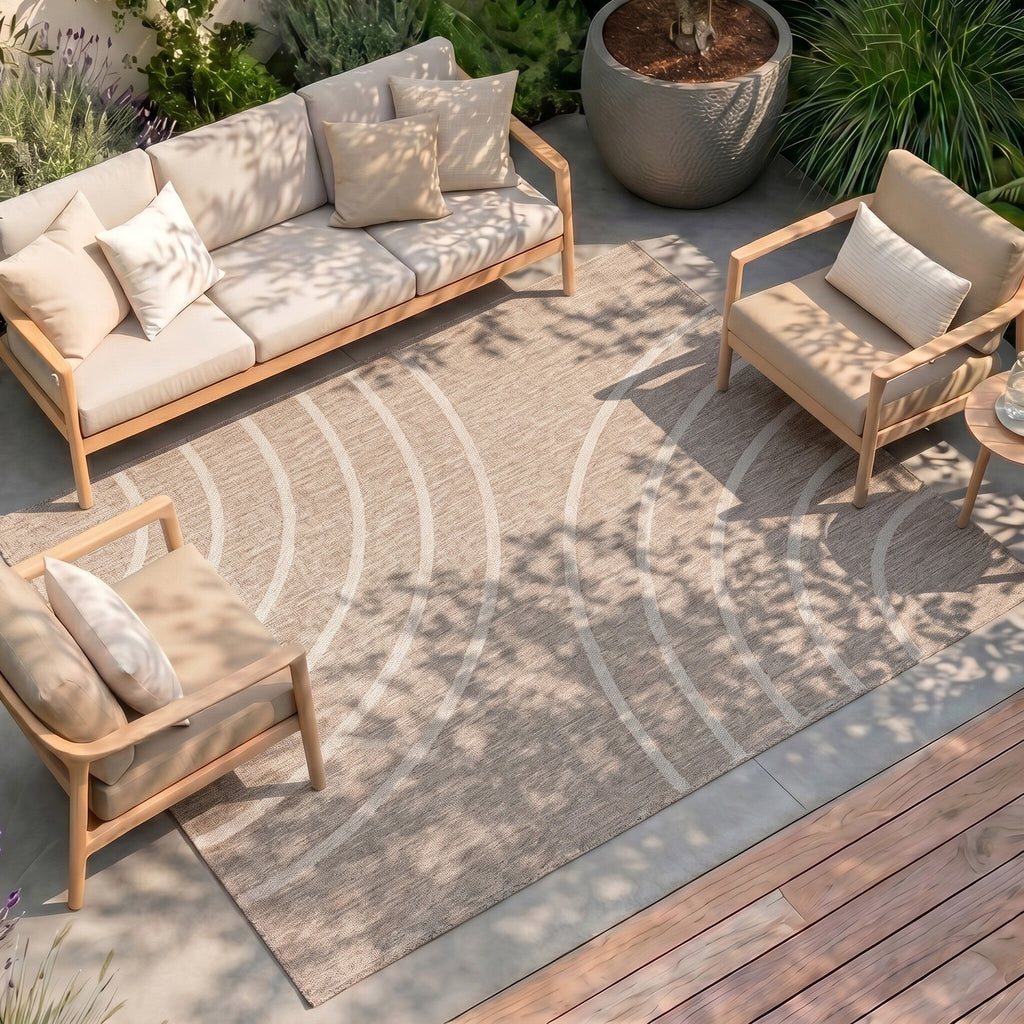 Indoor & Outdoor Rug – Sierra Curves Beige/Cream