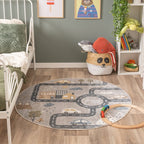 Round Washable Kids Floor Rug - Ravi Road Multicolor