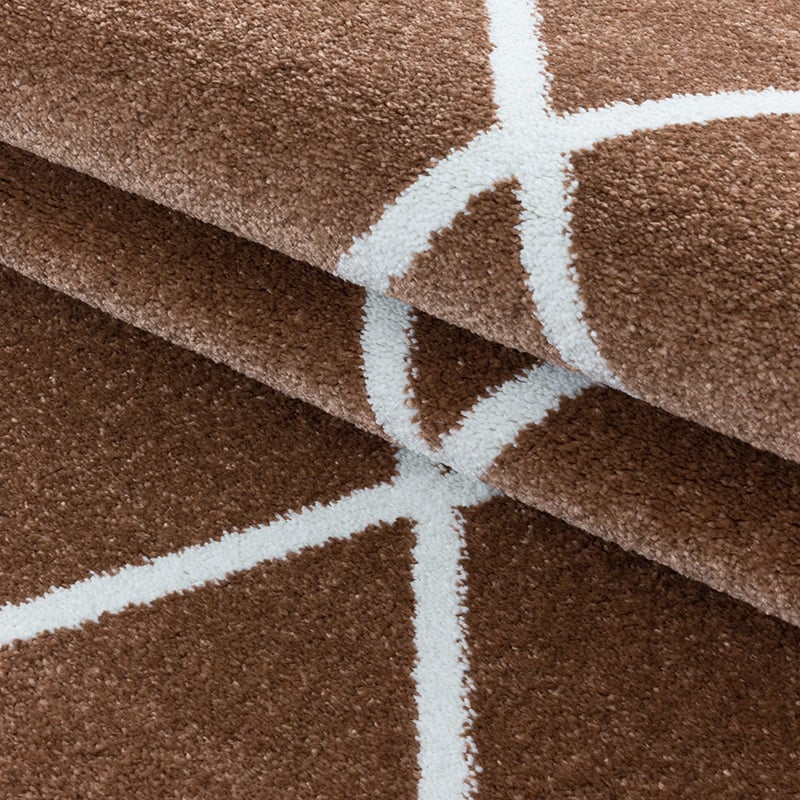 Low-pile floor rug - Smoothly Lines Brown/White