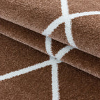Low-pile floor rug - Smoothly Lines Brown/White