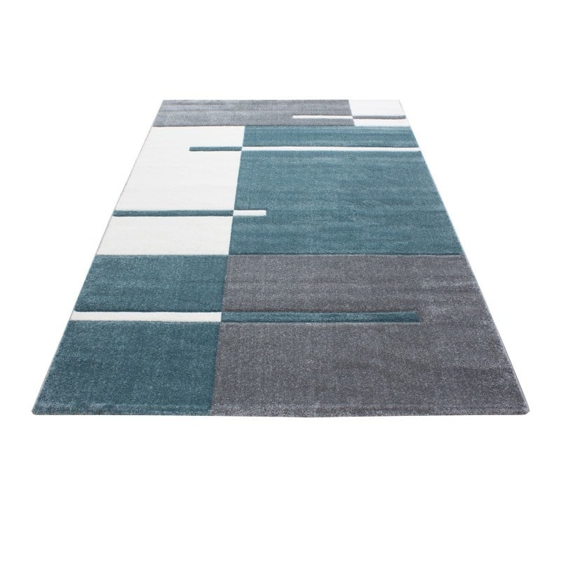 Modern Floor Rug - Tetris Blue 1310