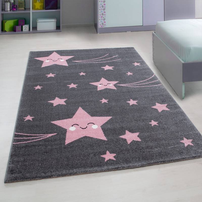 Children's floor rug - Anna Stars Pink