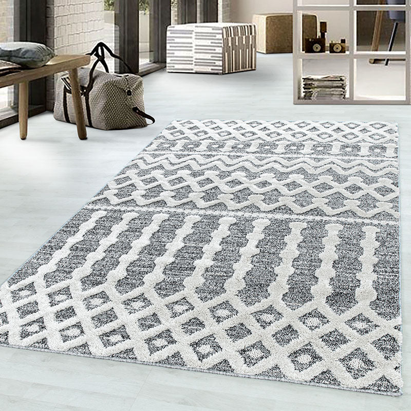 Scandinavian Floor Rug - Pitea Knot Grey/Cream
