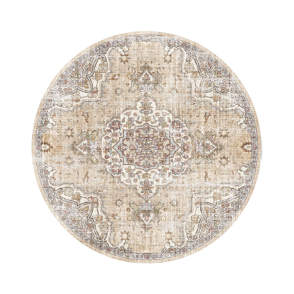 Runder Orientteppich – Leyla Medaillon Taupe