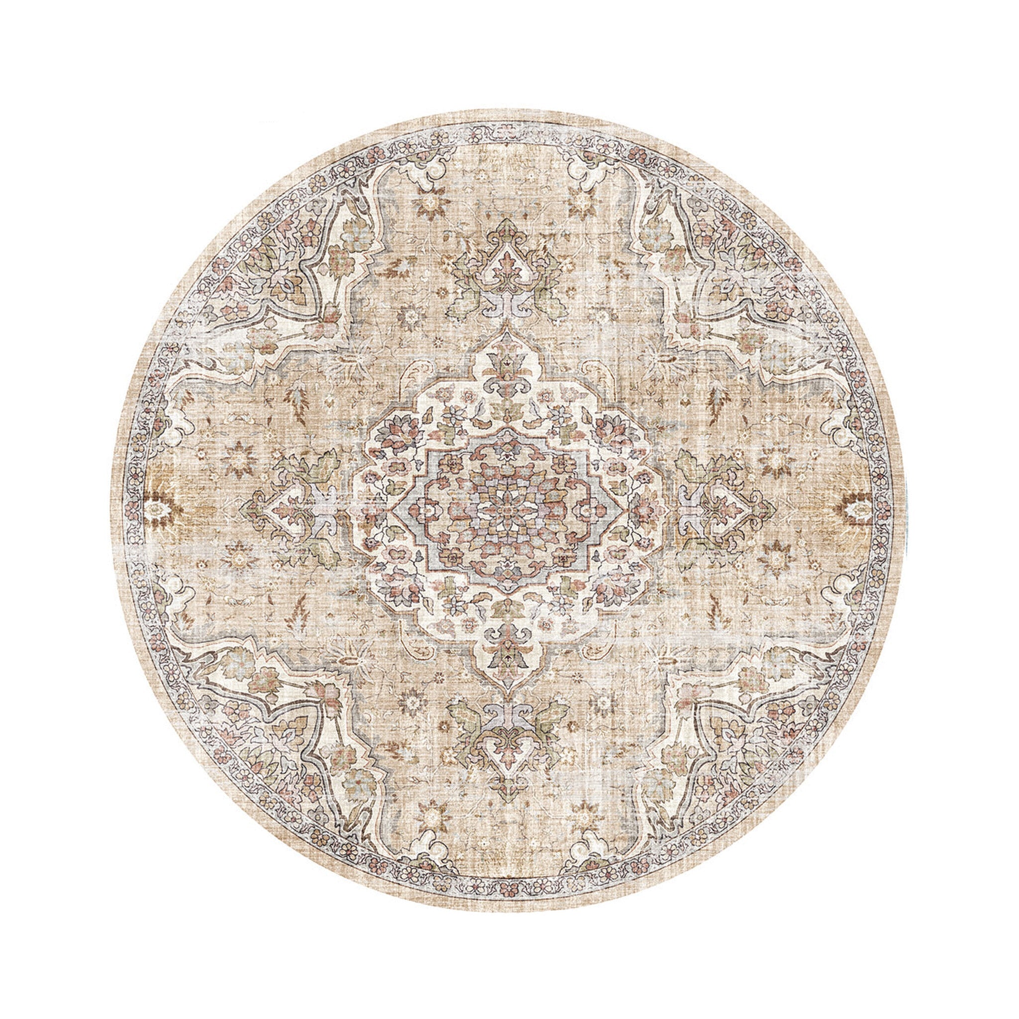 Runder Orientteppich – Leyla Medaillon Taupe