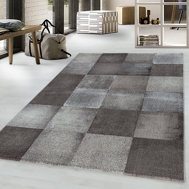 Modern Floor Rug - Streaky Box Brown/Beige
