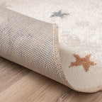 Round Washable Kids Rug - Ravi Stars Multicolour