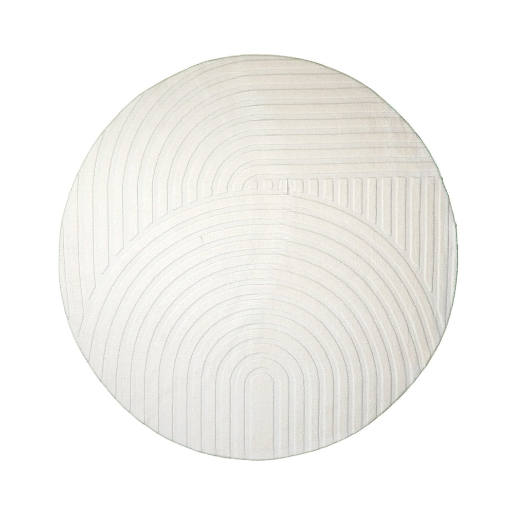 Round Scandinavian Rug - Charm Curves White
