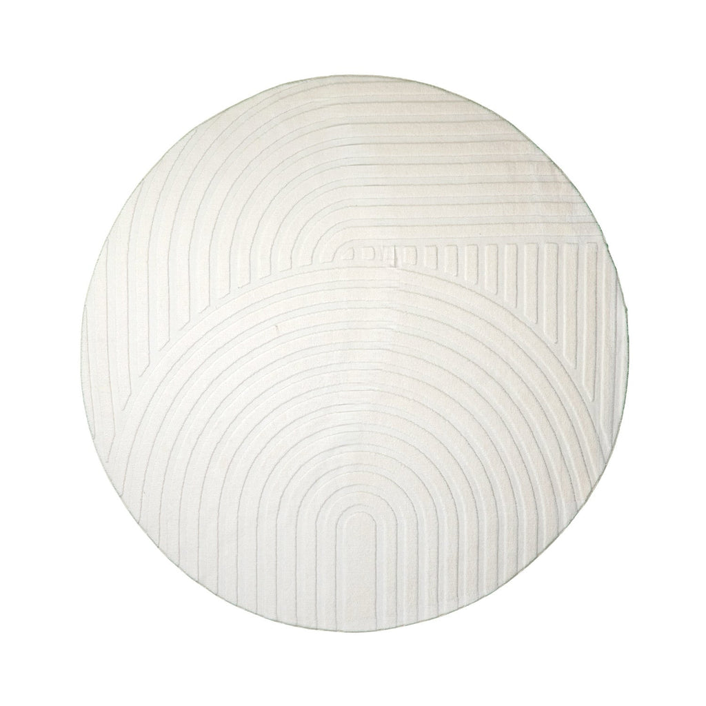 Round Scandinavian Rug - Charm Curves White