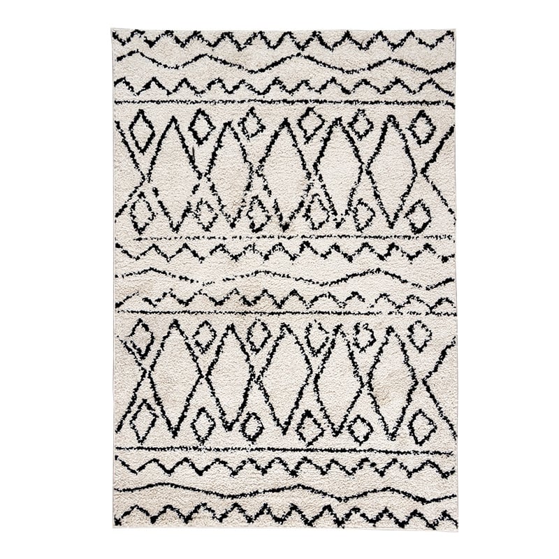 High-Pile Rug - Grand Outline Cream/Black