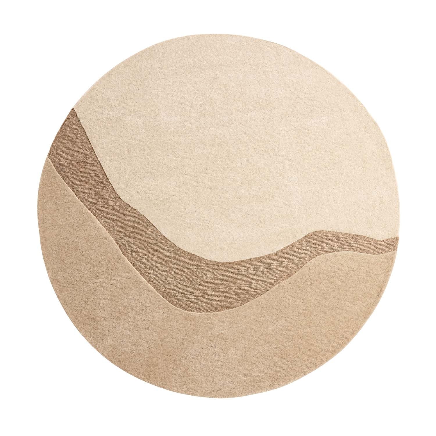 Round wool floor rug - Organix Beige/Cream 210