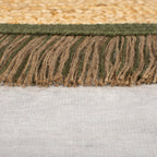 Round jute floor rug - Kahano Natural/Green
