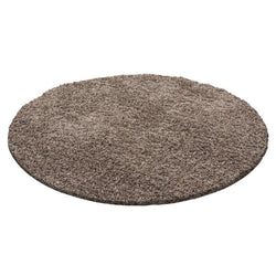 Round High-Pile Floor Rug - Life Mocha