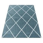 Low-pile floor rug - Smoothly Lines Blue/White