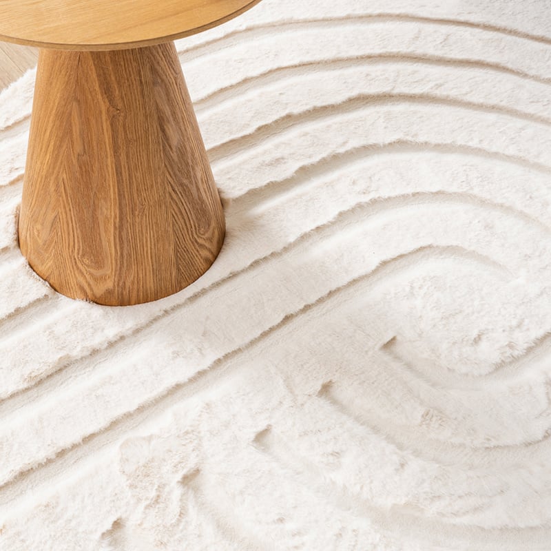 Round High Pile Rug - Carvy Curves Cream