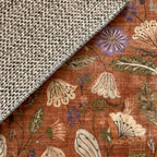 Round washable rug - Misty Flowers Terracotta