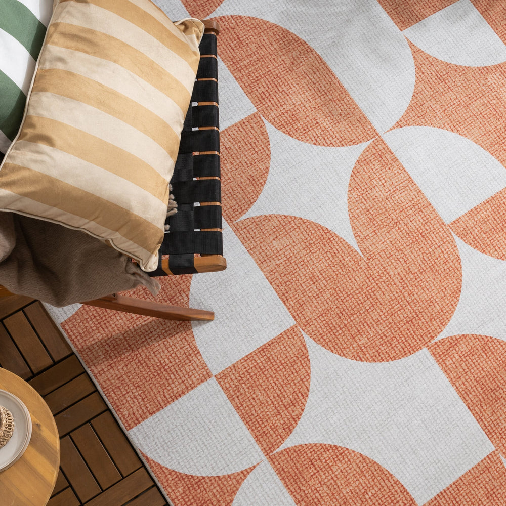 Abstract Outdoor Rug - Groovy Tiles Terra