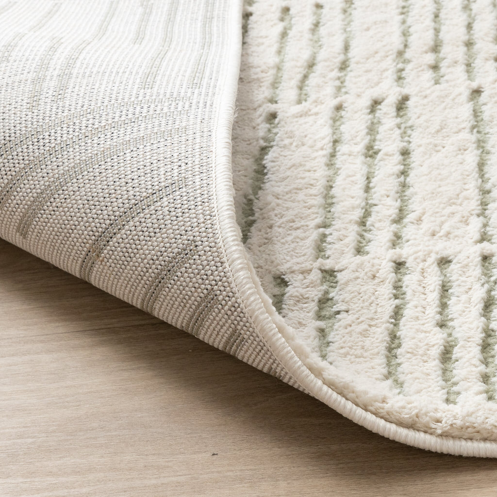 Scandinavian Rug - Yune Lines Cream/Green
