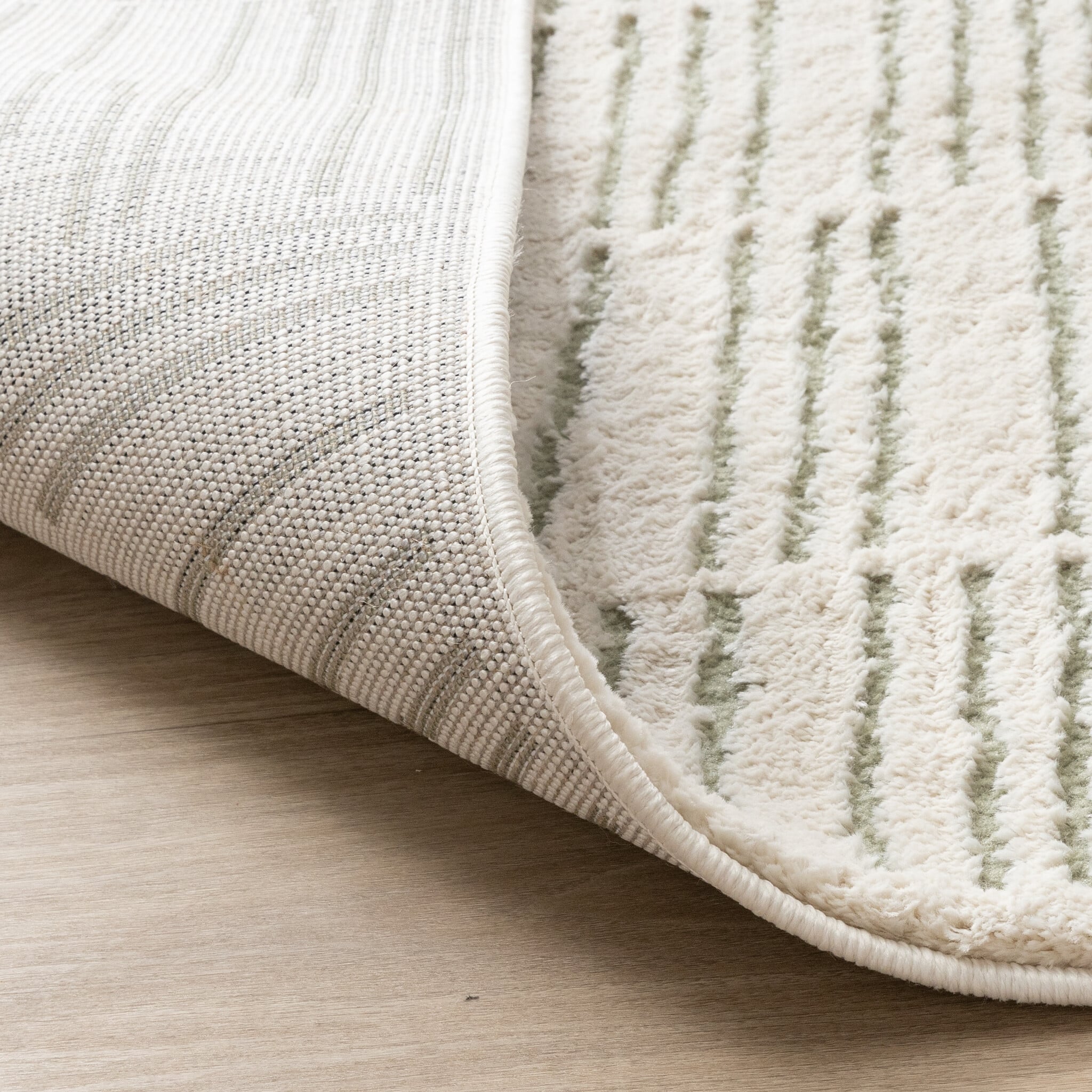 Scandinavian Rug - Yune Lines Cream/Green