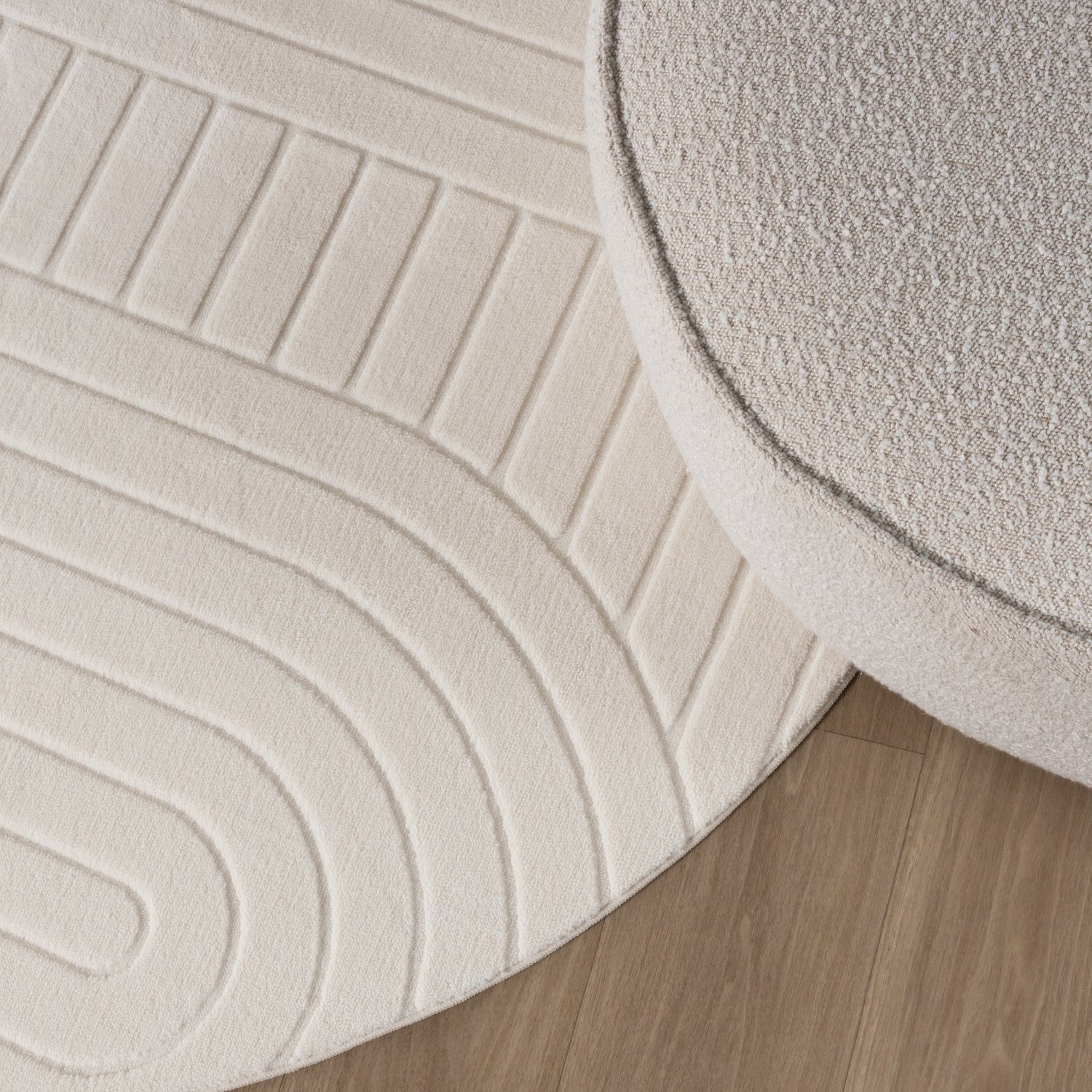 Round Scandinavian Rug - Charm Arches White