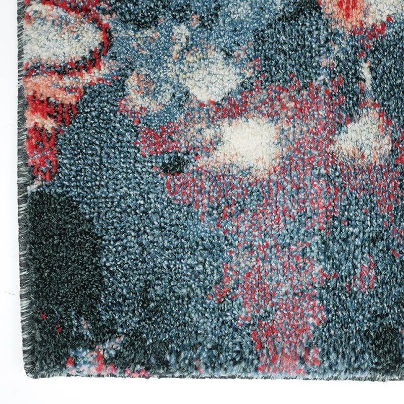 Floral Floor Rug - Flores Blue/Red