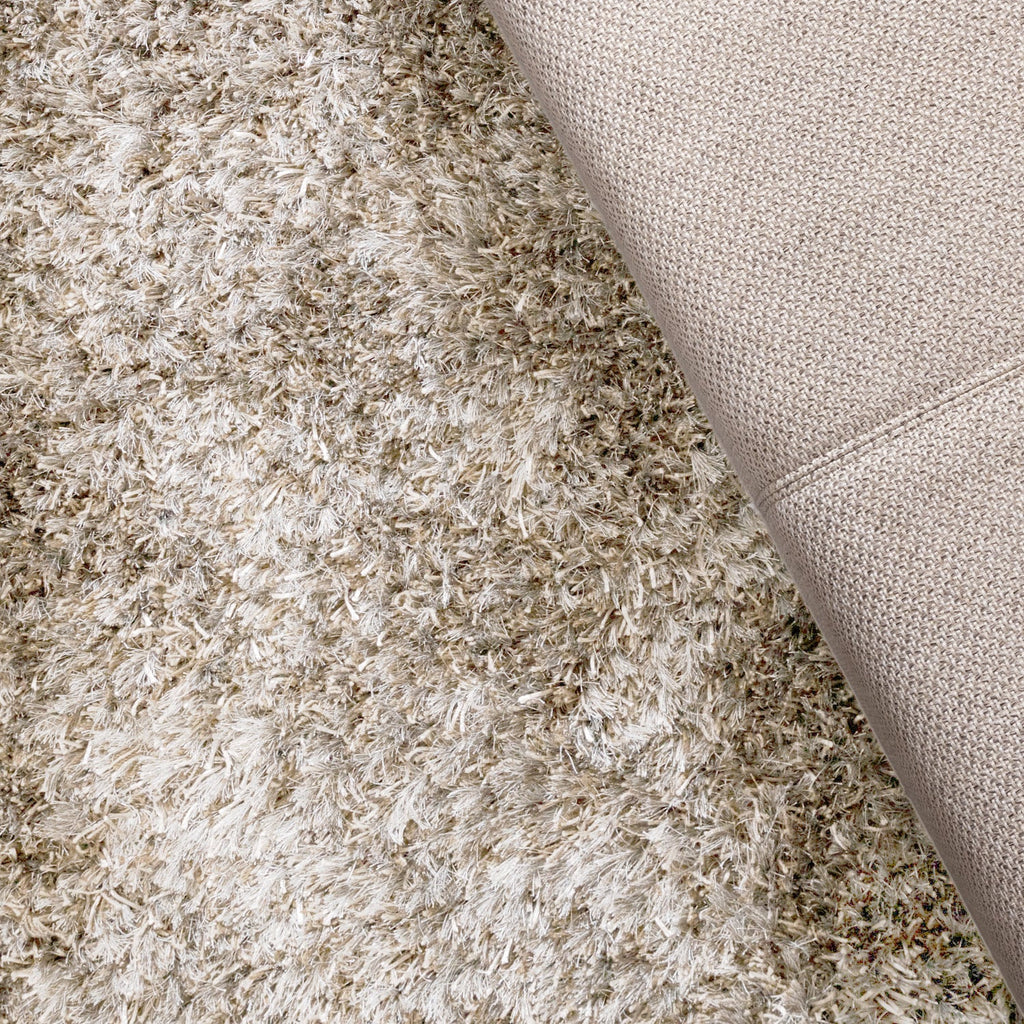 Round Shaggy Rug - Grace White