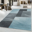 Retro Floor Rug - Stencil Rectangles Blue/Grey