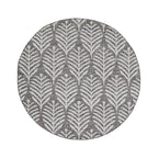 Round Outdoor Rug - Summer Leaves Grey