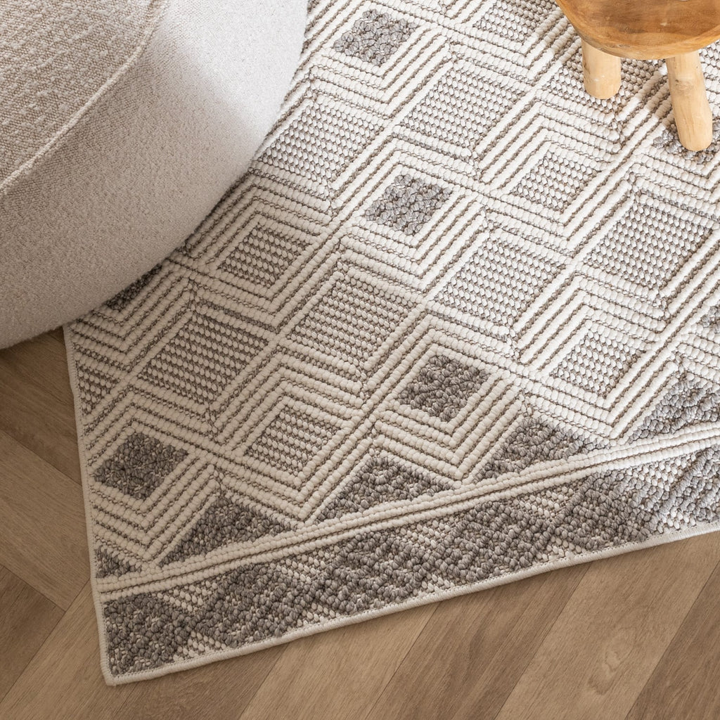 Sustainable floor rug - Lorre Blocks White/Grey