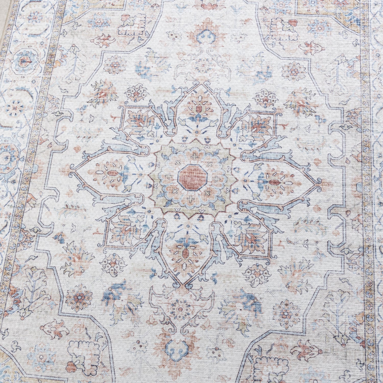Washable Runner - Domingo Mandala White