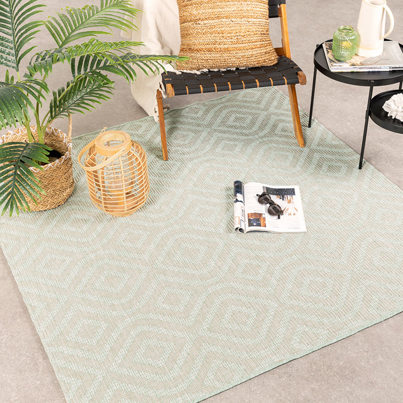 Square Outdoor Rug - Summer Retro Mint