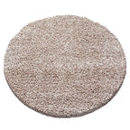 Round high-pile floor rug - Sade Beige