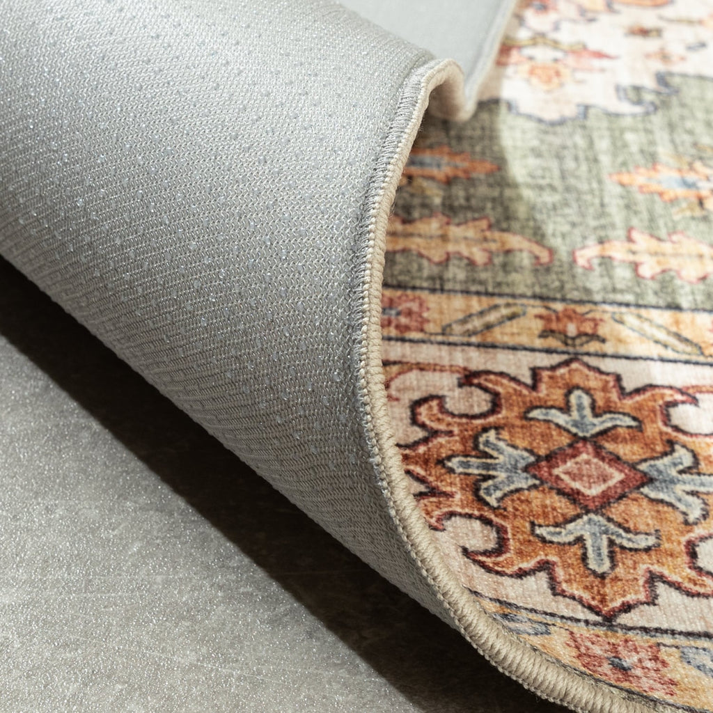 Vintage Outdoor Rug - Santo Medallion Olive Green