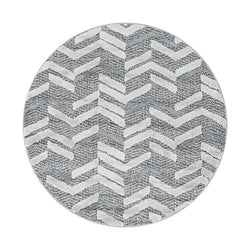 Round Scandinavian Rug - Pitea Panel Grey/Cream