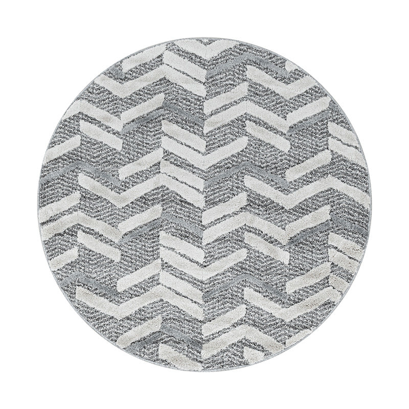 Round Scandinavian Rug - Pitea Panel Grey/Cream