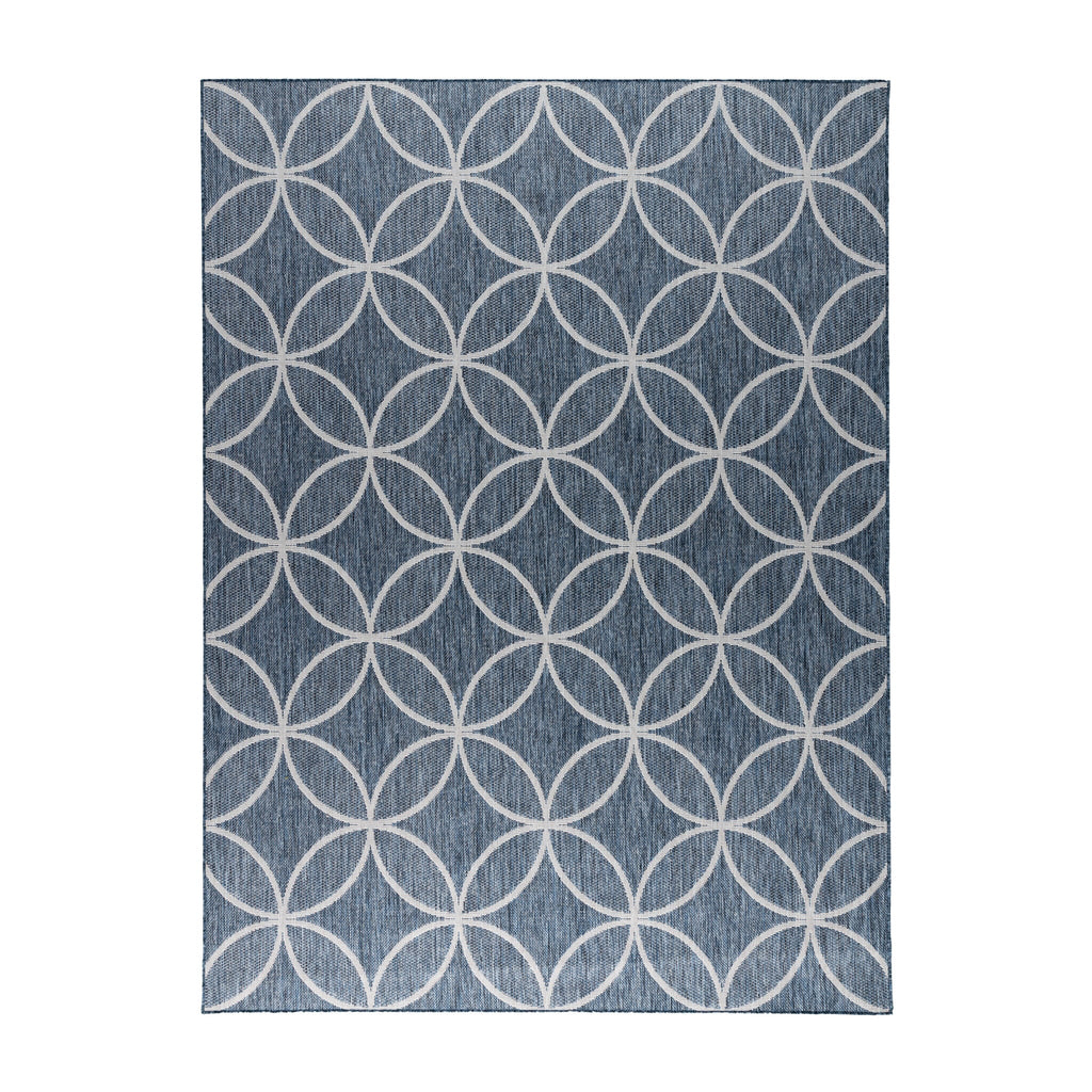Geometric Outdoor Rug – Faro Ripple Blue