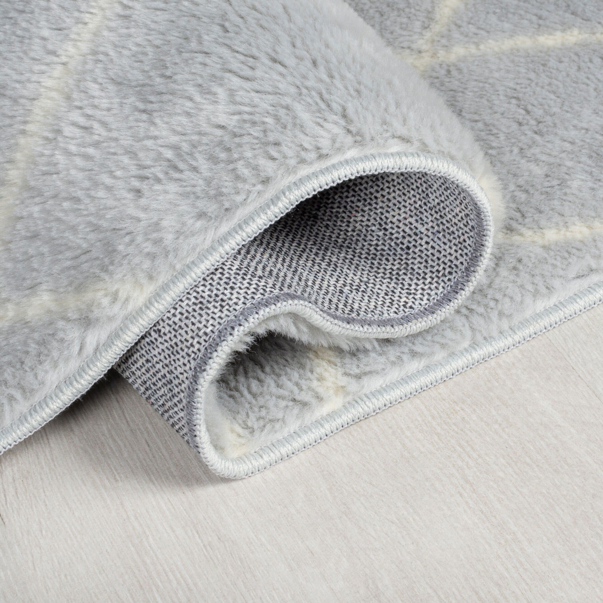 Washable Berber Floor Rug - Furo Alisha Grey/White