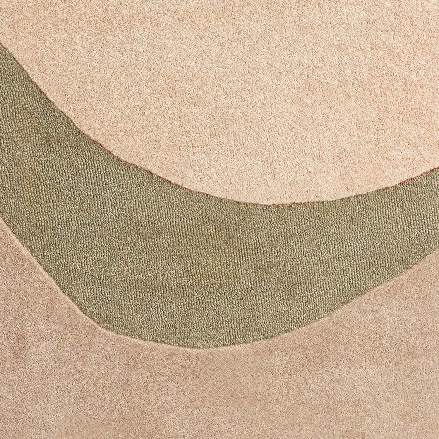 Round wool floor rug - Organix Green/Beige 750