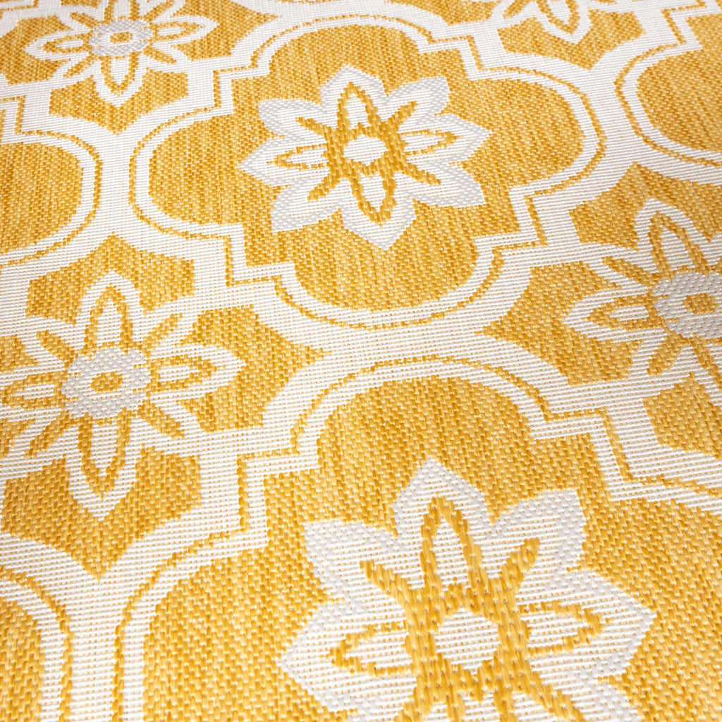 Round Outdoor Rug – Rio Flower Yellow