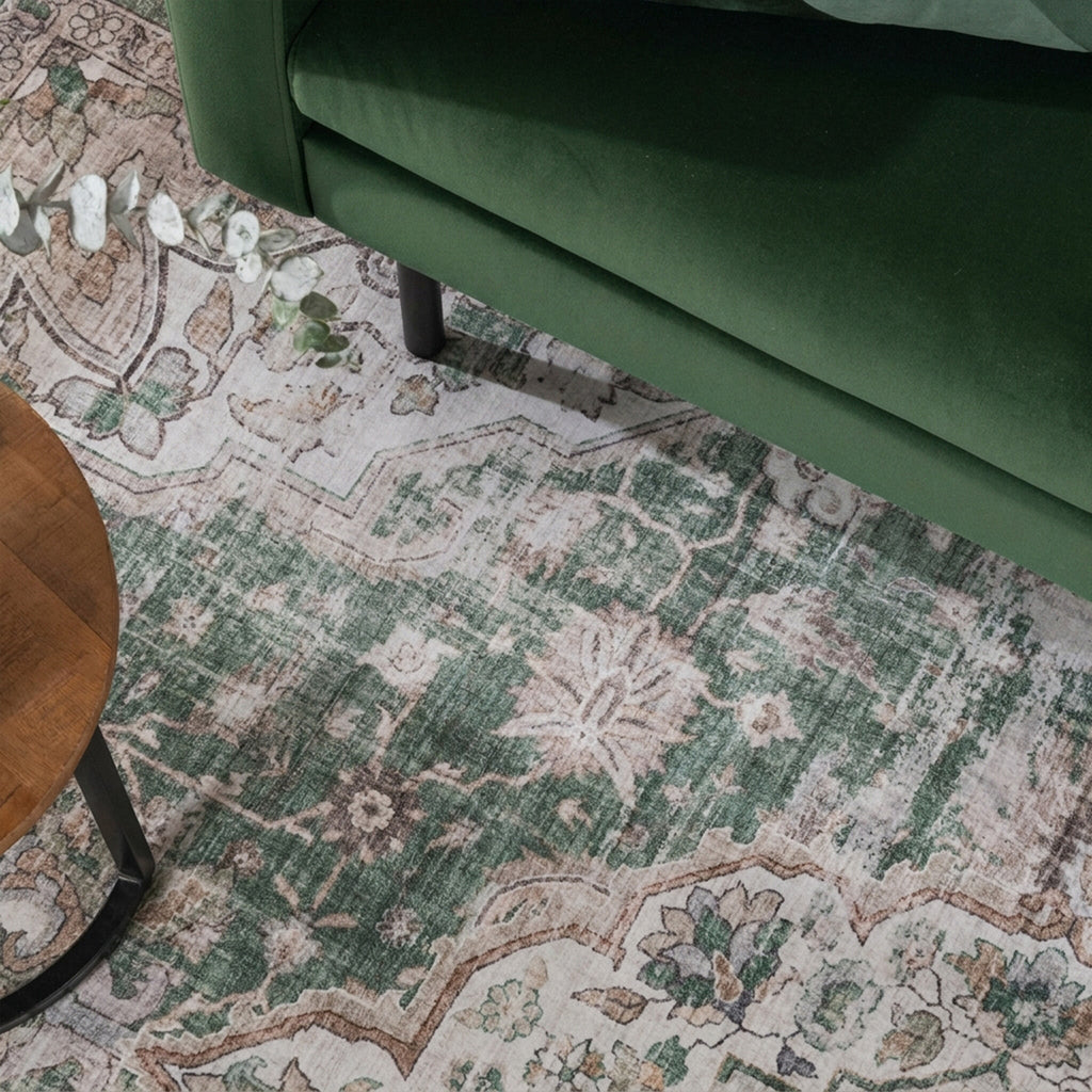 Round oriental rug – Leyla Medallion Green