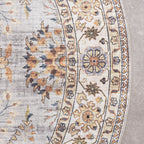 Round Vintage Outdoor Rug - Santo Flora Light Grey
