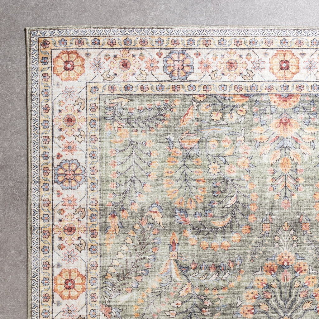 Vintage Outdoor Rug - Santo Flora Olive Green