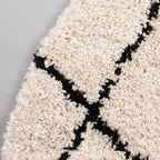 Round High Pile Rug - Grand Lines Cream/Black