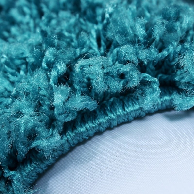 Round High-Pile Floor Rug - Life Turquoise