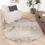 Round Abstract Rug - Xavier Brush Taupe/Grey