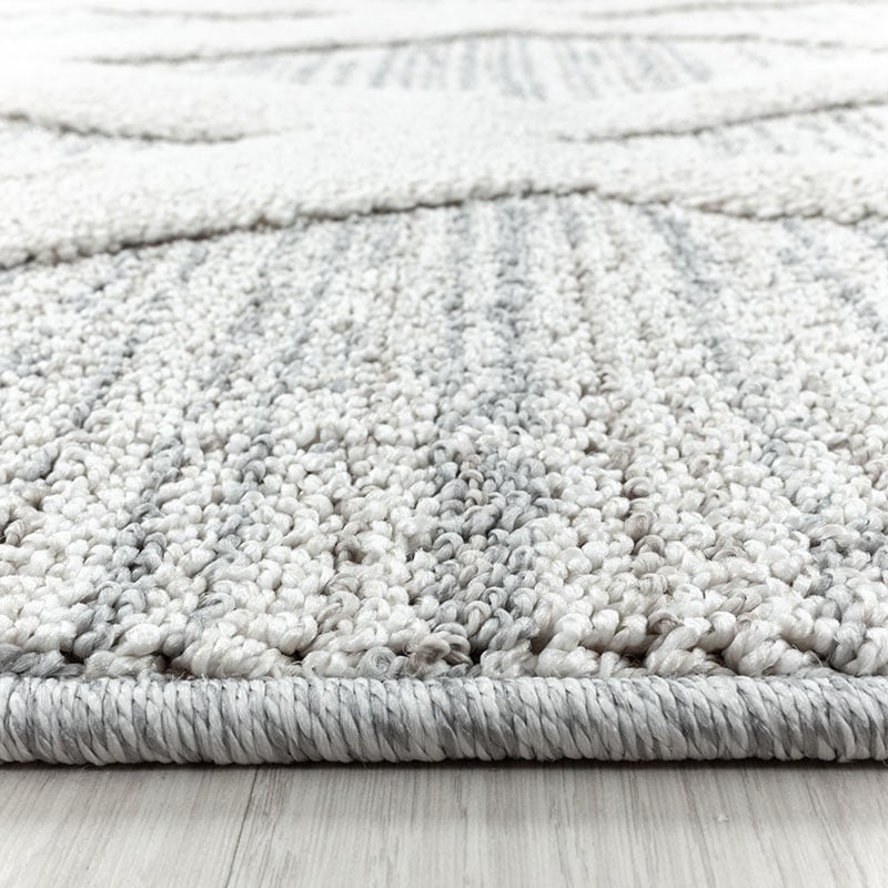 Round Scandinavian floor rug - Pitea Diamond Grey