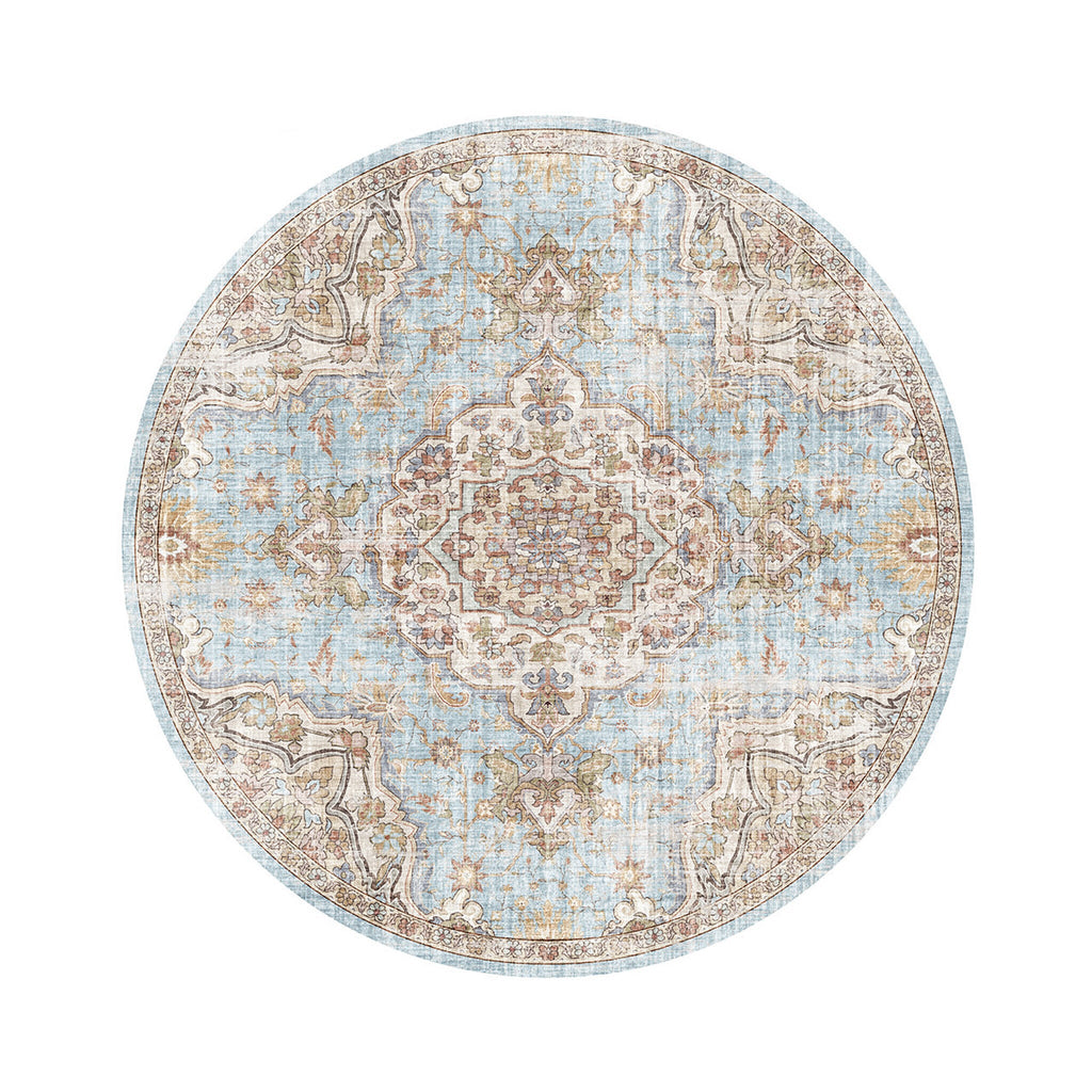 Round oriental rug - Leyla Medallion Light Blue