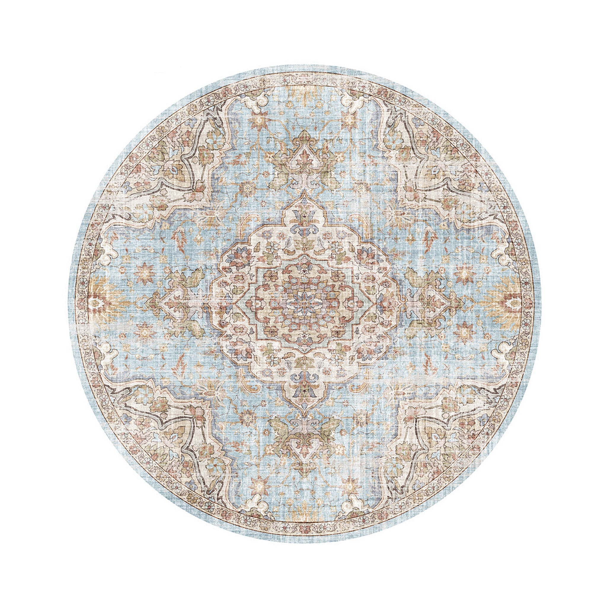 Round oriental rug - Leyla Medallion Light Blue