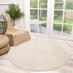 Round High Pile Rug - Solid White