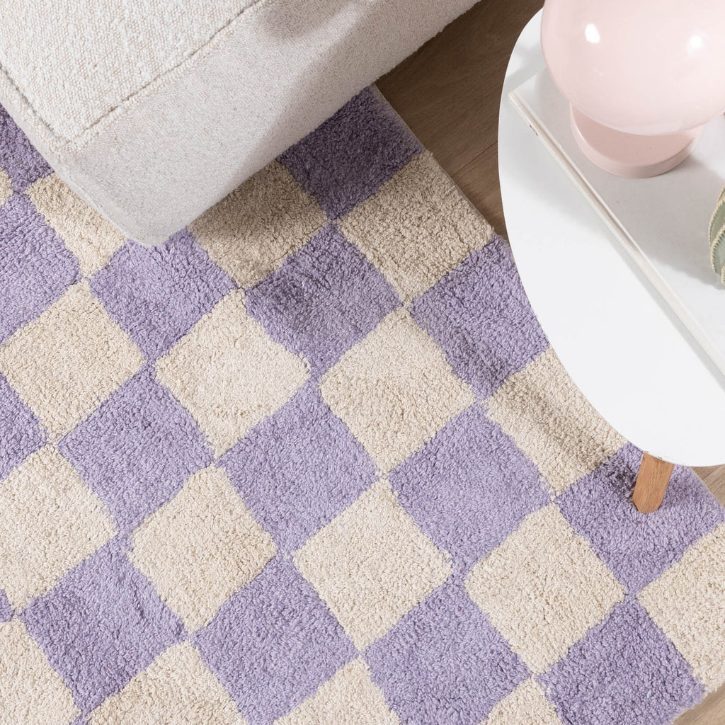 Retro Rug - Gambit Lilac/White